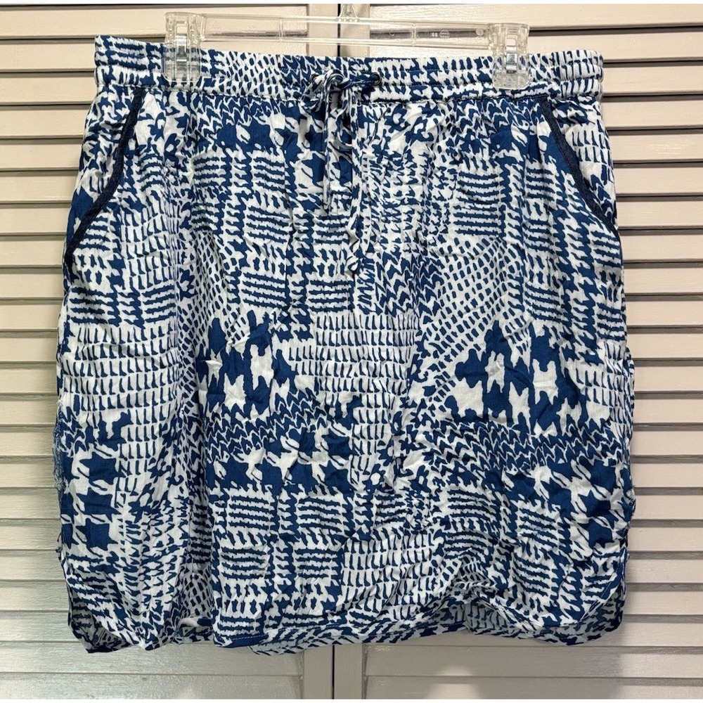 MB Design Mini Skirt Lined Size L‎ Marathon Elastic/Tie Blue/White Aztec NWT